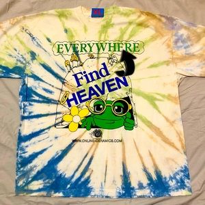 Online Ceramics tie dye T shirt XL “Find heaven everywhere”
